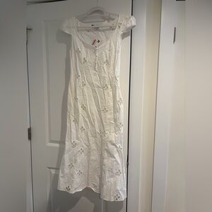 Midi White Floral Dress